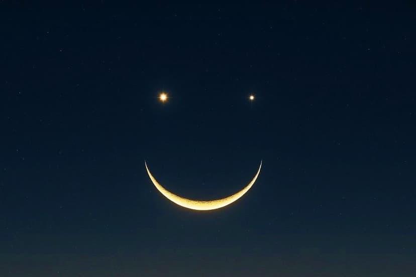 April 25: Venus, Saturn, and the Moon create a smiling face in a rare astronomical conjunction.